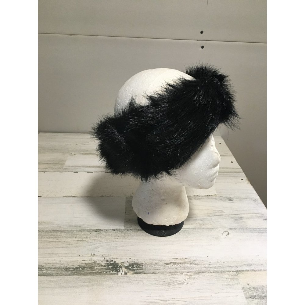 Avon black faux fur headband vintage